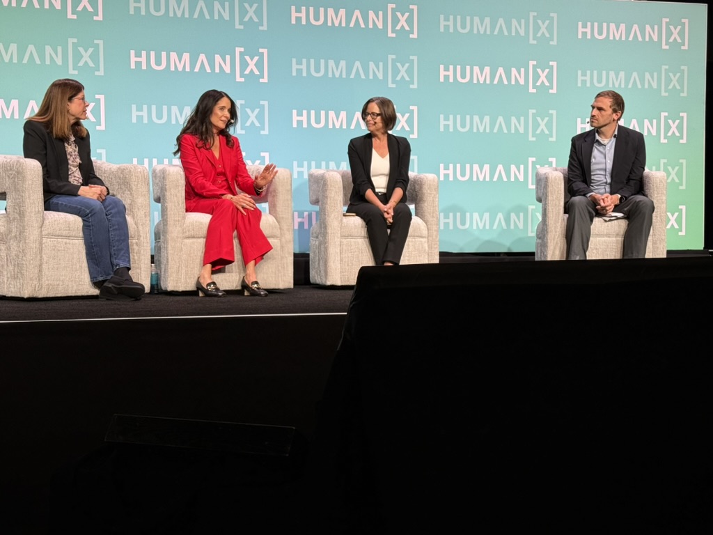 Lara Shackelford speaking on AI compliance panel at HumanX 2026